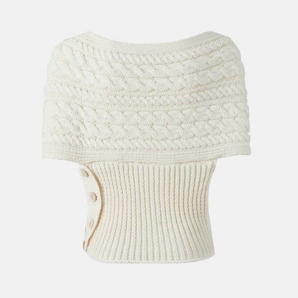 New Aran Crossover Wrap Sweater Made in Ireland Merino Wool - Picture 3 of 7